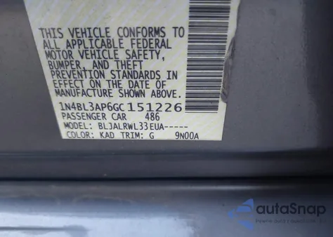 2016 Nissan Altima 3.5 Sl/3.5 Sr from USA, damaged, VIN 1N4BL3AP6GC151226